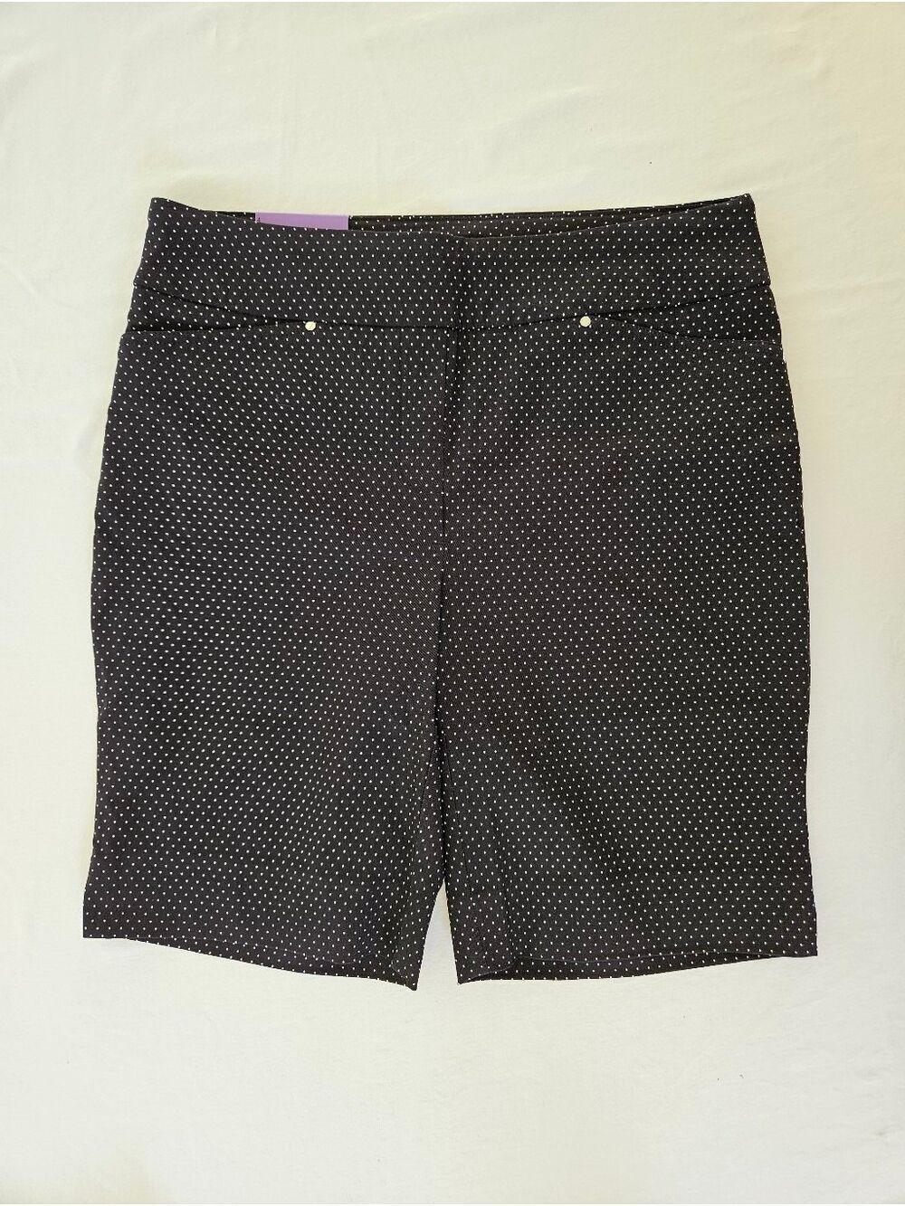 Hilary Radley Black and White Polkadot Bermuda Shorts Tummy Control NWT Size 4